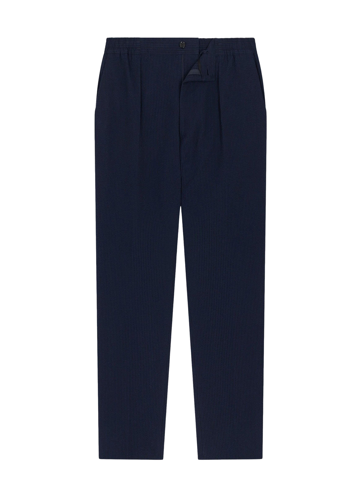 Pantalon élastiqué en seersucker rayé - Marine