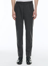 Elasticated wool trousers - Steel
