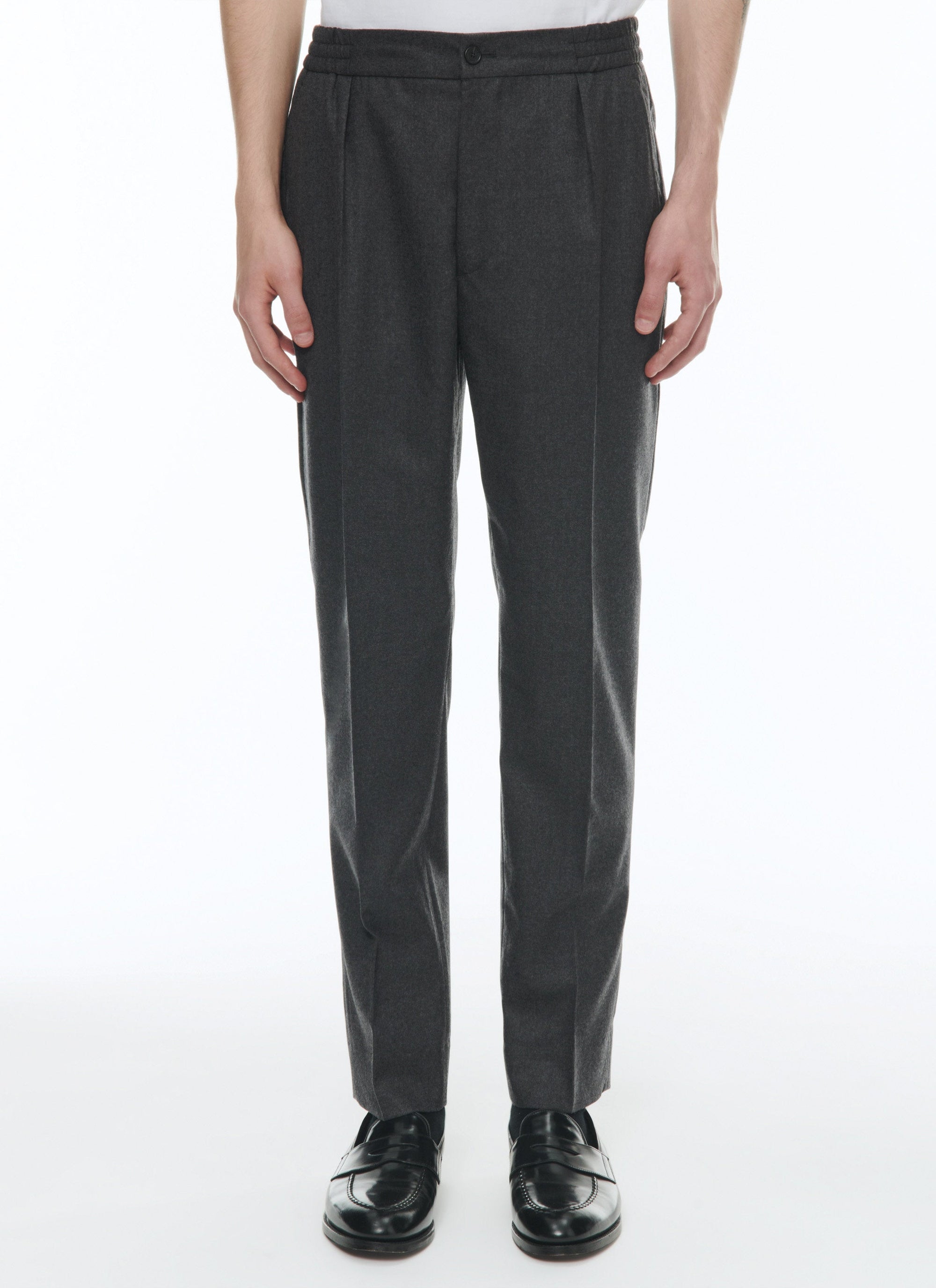 Elasticated wool trousers - Steel