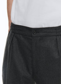 Elasticated wool trousers - Steel