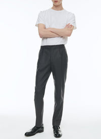 Elasticated wool trousers - Steel