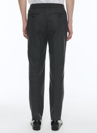 Elasticated wool trousers - Steel