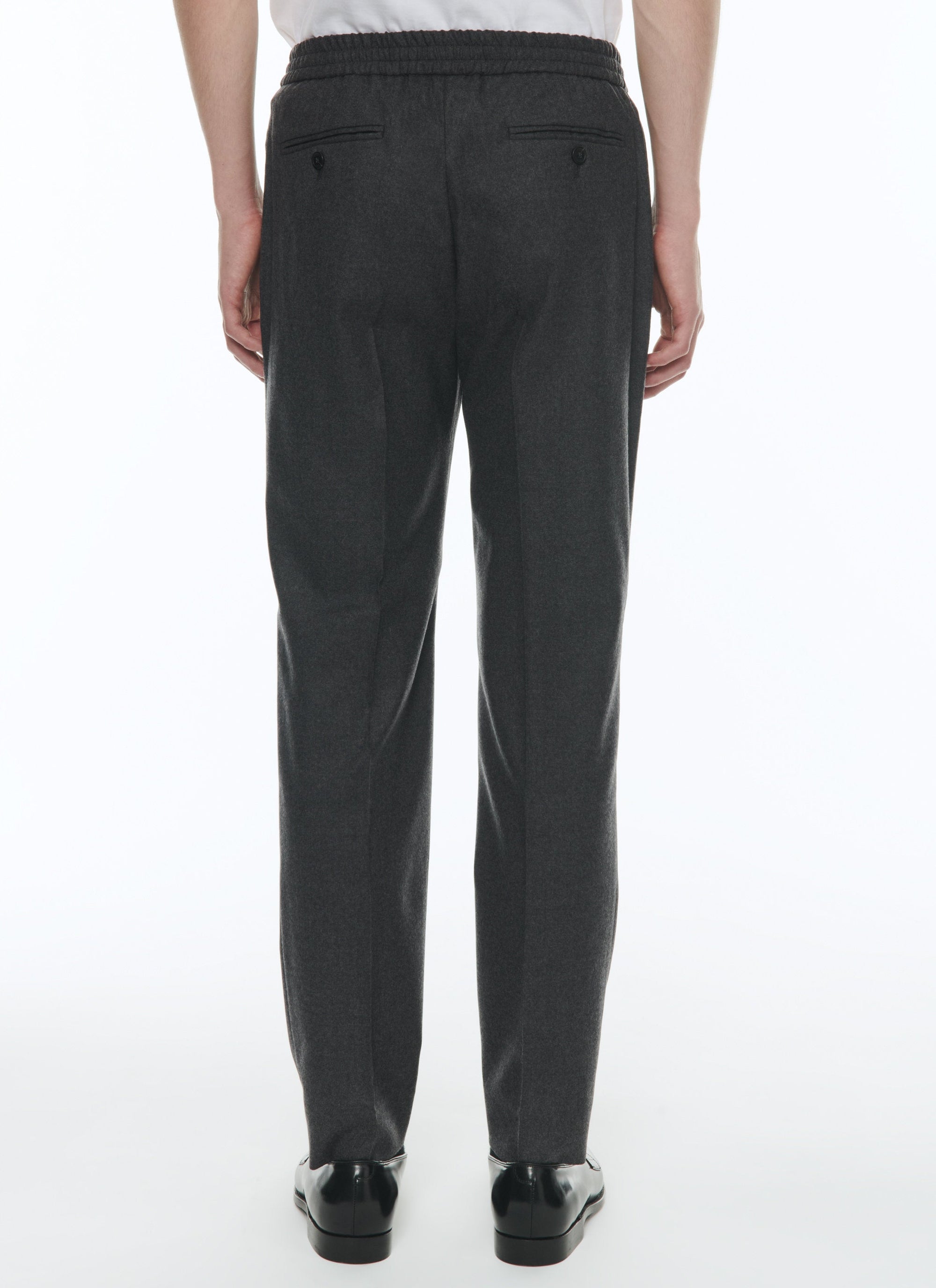 Elasticated wool trousers - Steel