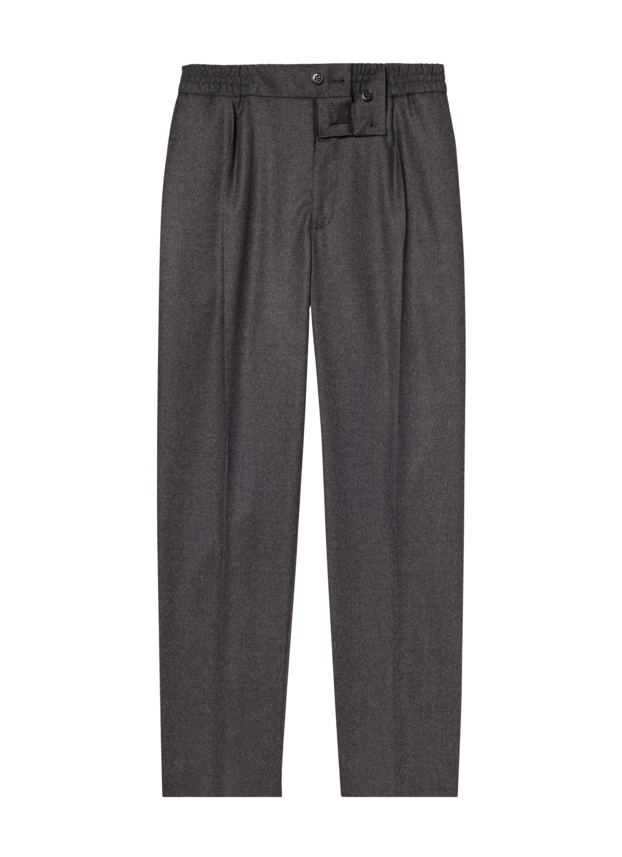 Elasticated wool trousers - Steel