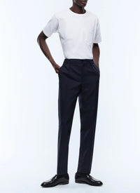 Elasticated wool trousers - Navy blue