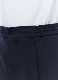 Elasticated wool trousers - Navy blue