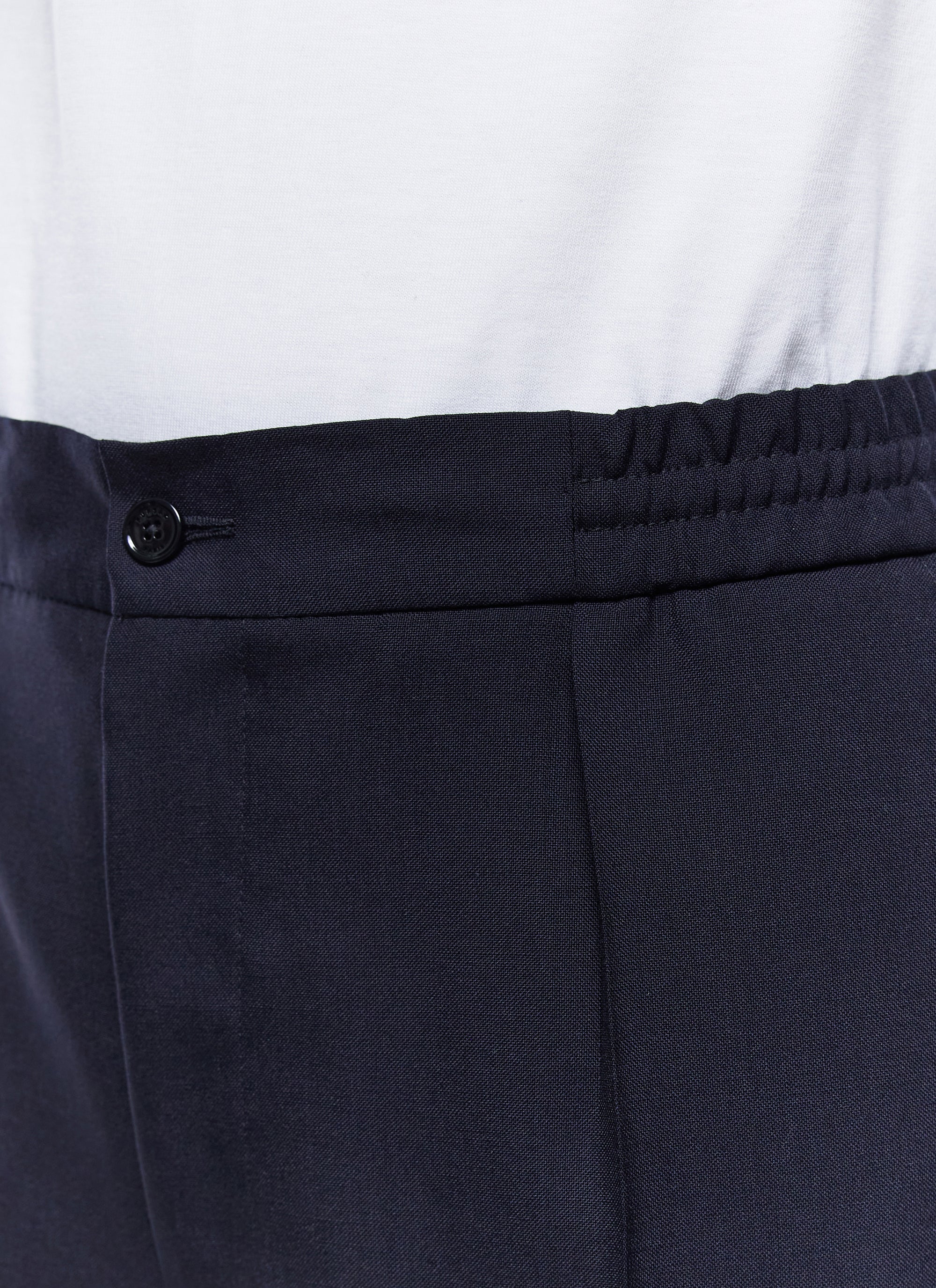 Elasticated wool trousers - Navy blue