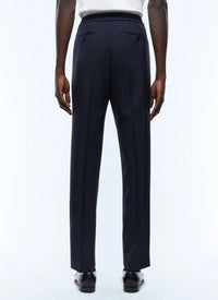 Elasticated wool trousers - Navy blue