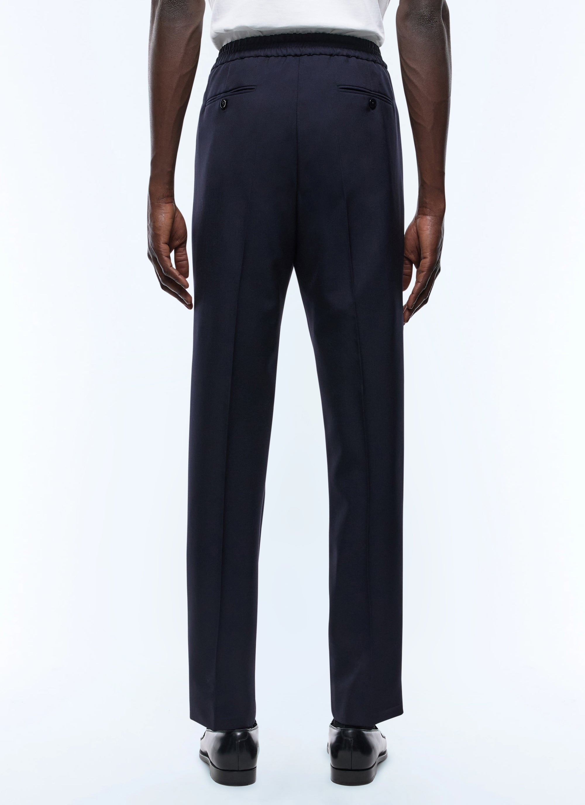 Elasticated wool trousers - Navy blue