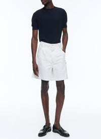 Cotton canvas Bermuda shorts with darts - White