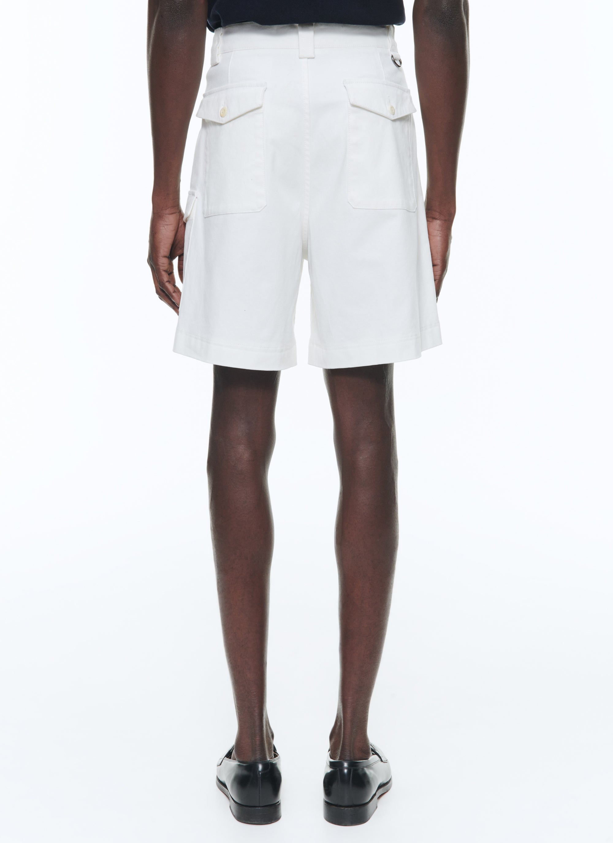 Cotton canvas Bermuda shorts with darts - White
