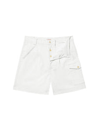 Cotton canvas Bermuda shorts with darts - White