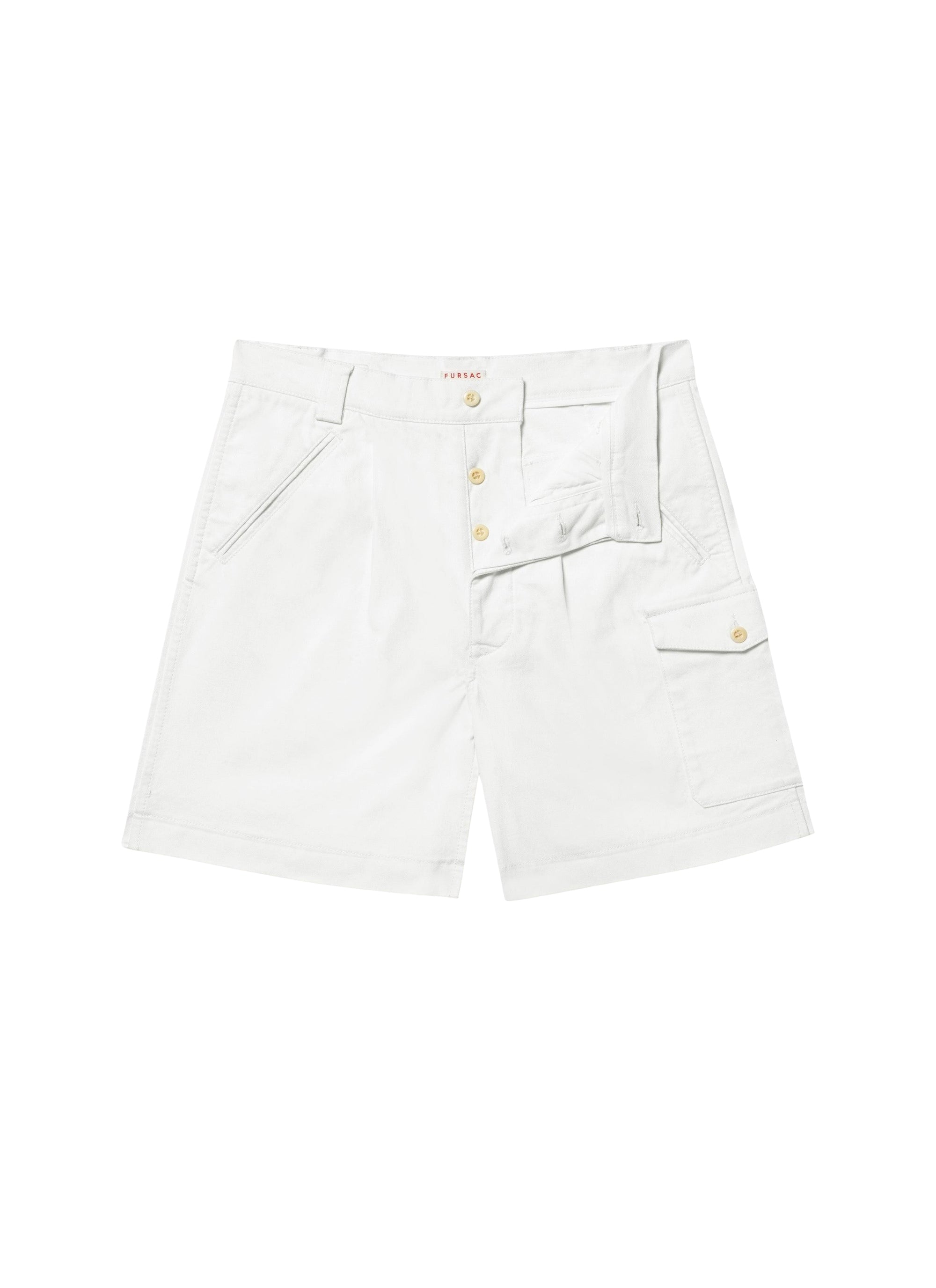 Cotton canvas Bermuda shorts with darts - White