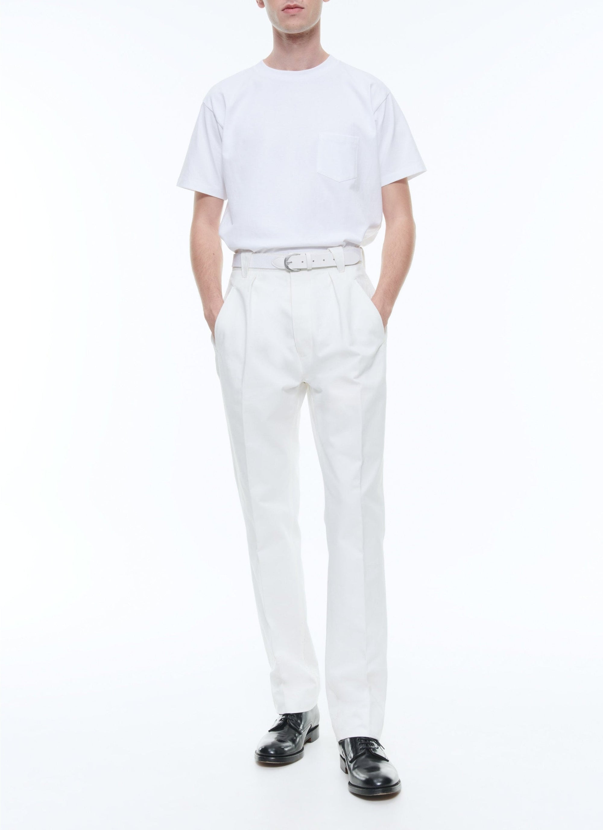 Trousers with darts - White