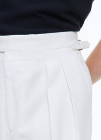 Wool trousers with darts - Ecru