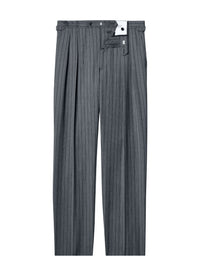 Pantalon à pinces rayé en laine - Cendre