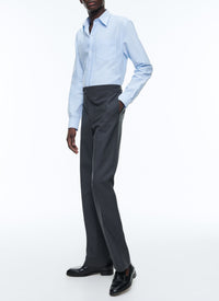 Fitted trousers in wool canvas - Ash