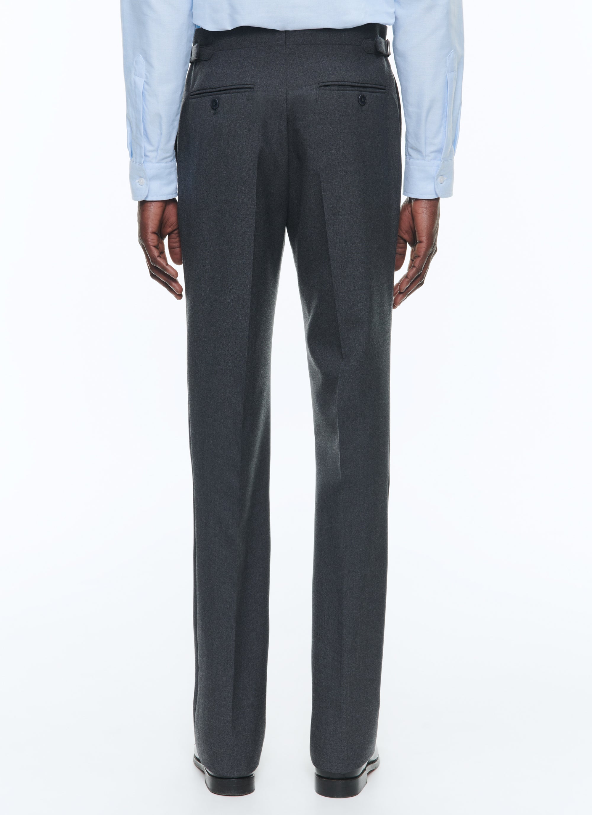 Fitted trousers in wool canvas - Ash