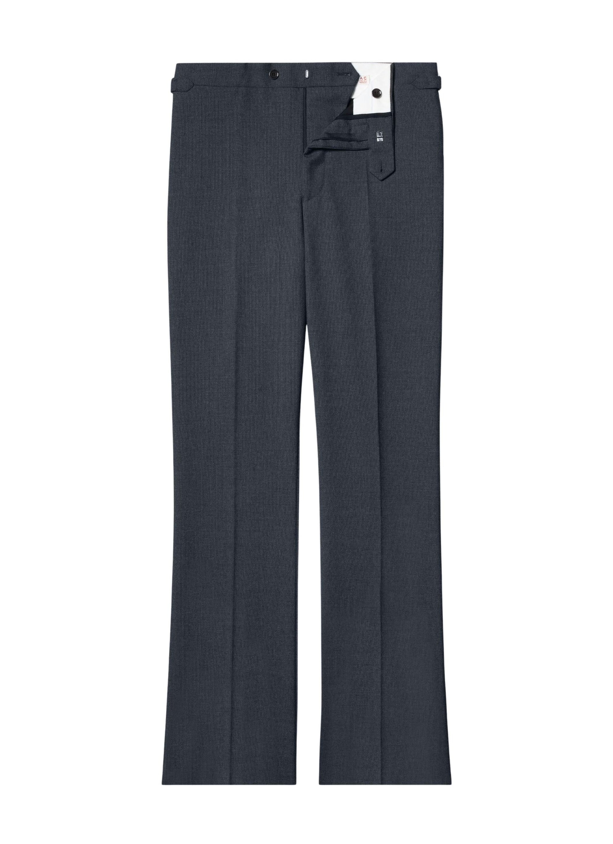 Fitted trousers in wool canvas - Ash