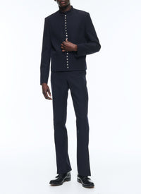 Pantalon ajusté en laine - Marine