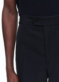 Pantalon ajusté en laine - Marine