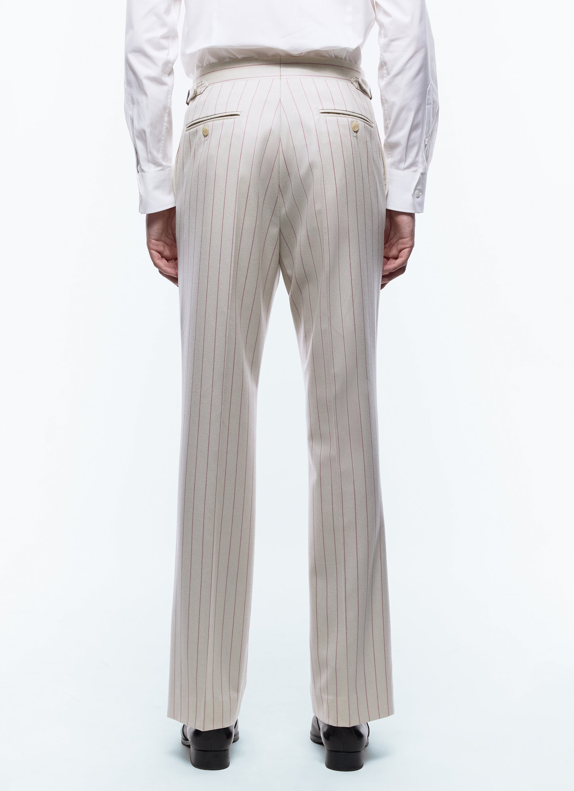 Pantalon de costume en flanelle de laine à rayures - Écru