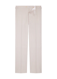Pantalon de costume en flanelle de laine à rayures - Écru