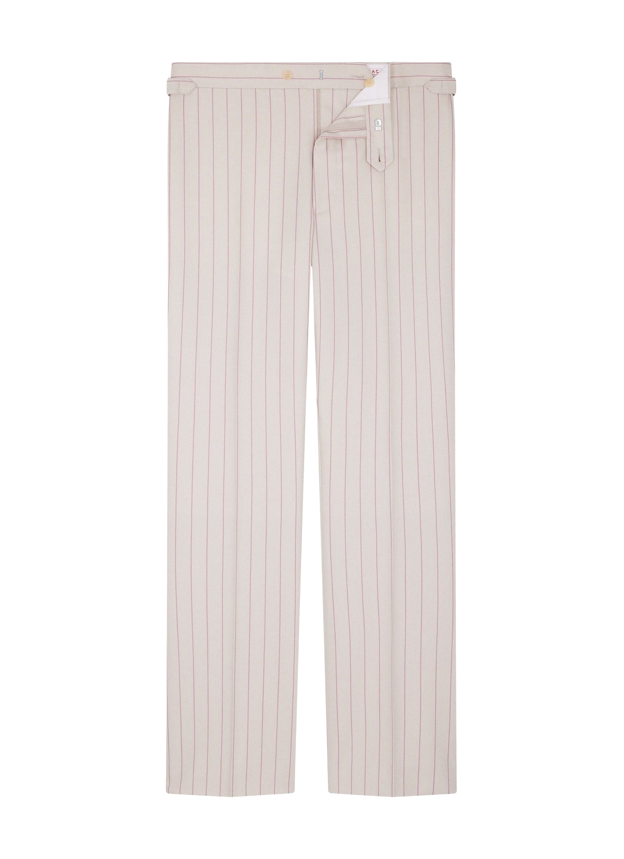 Pantalon de costume en flanelle de laine à rayures - Écru