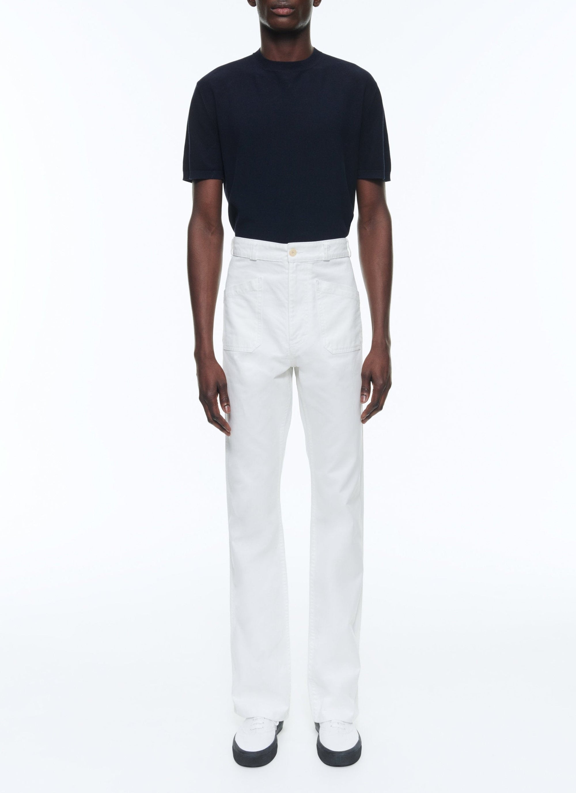 Flare trousers with pockets - White