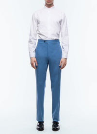 Pantalon chino ajusté en gabardine de coton - Bleu Gris