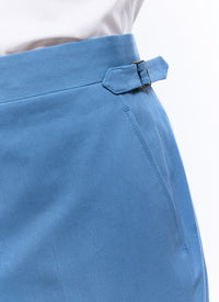 Pantalon chino ajusté en gabardine de coton - Bleu Gris