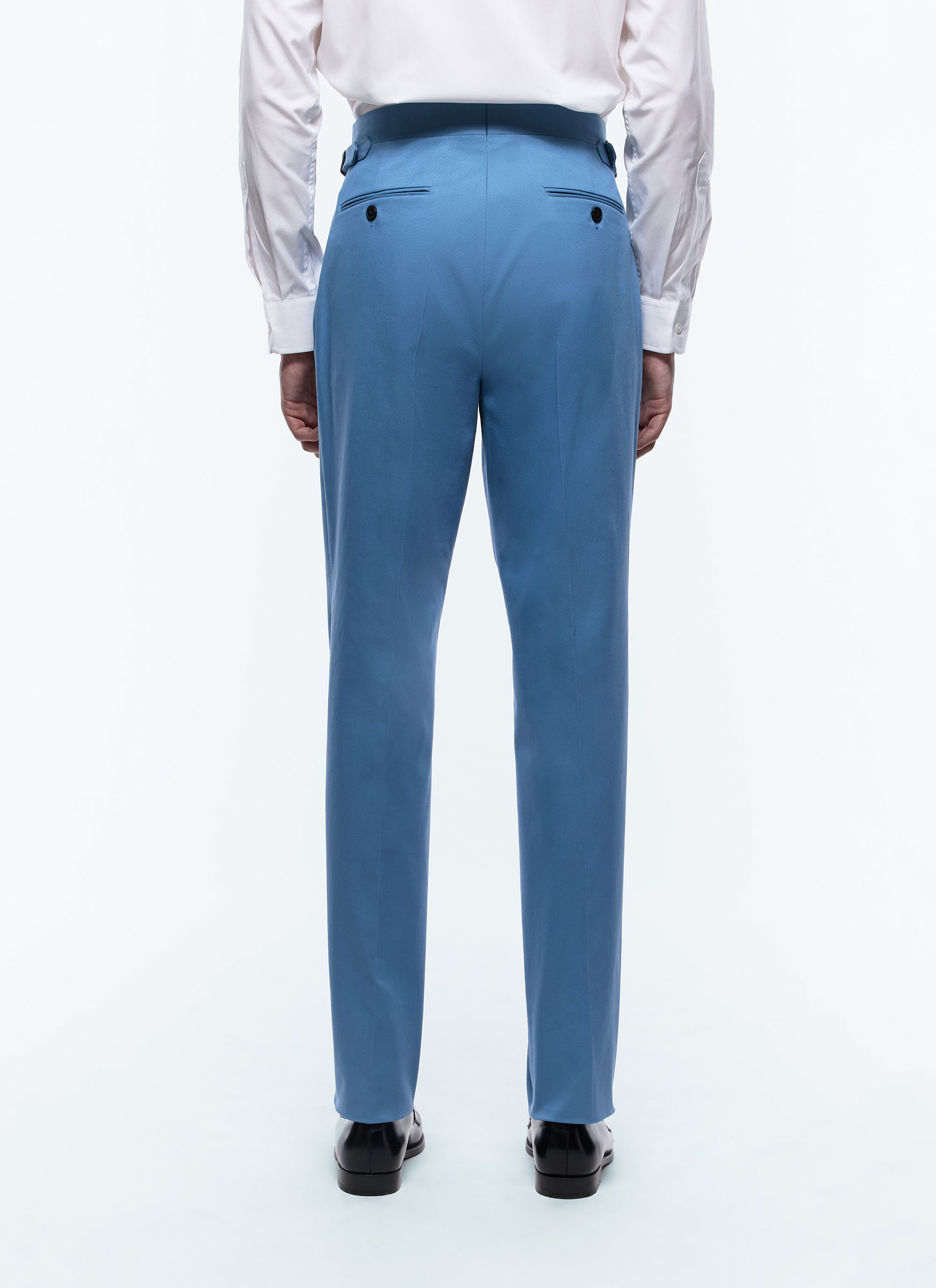 Pantalon chino ajusté en gabardine de coton - Bleu Gris