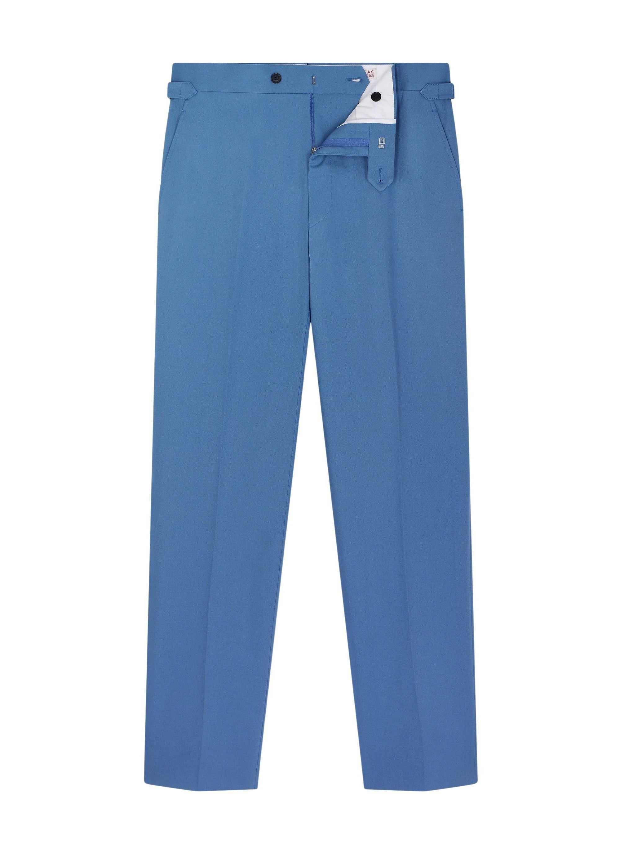 Pantalon chino ajusté en gabardine de coton - Bleu Gris