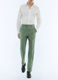 Slim-fit cotton canvas trousers - Lime