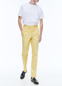 Pantalon chino ajusté - Jaune Pastel