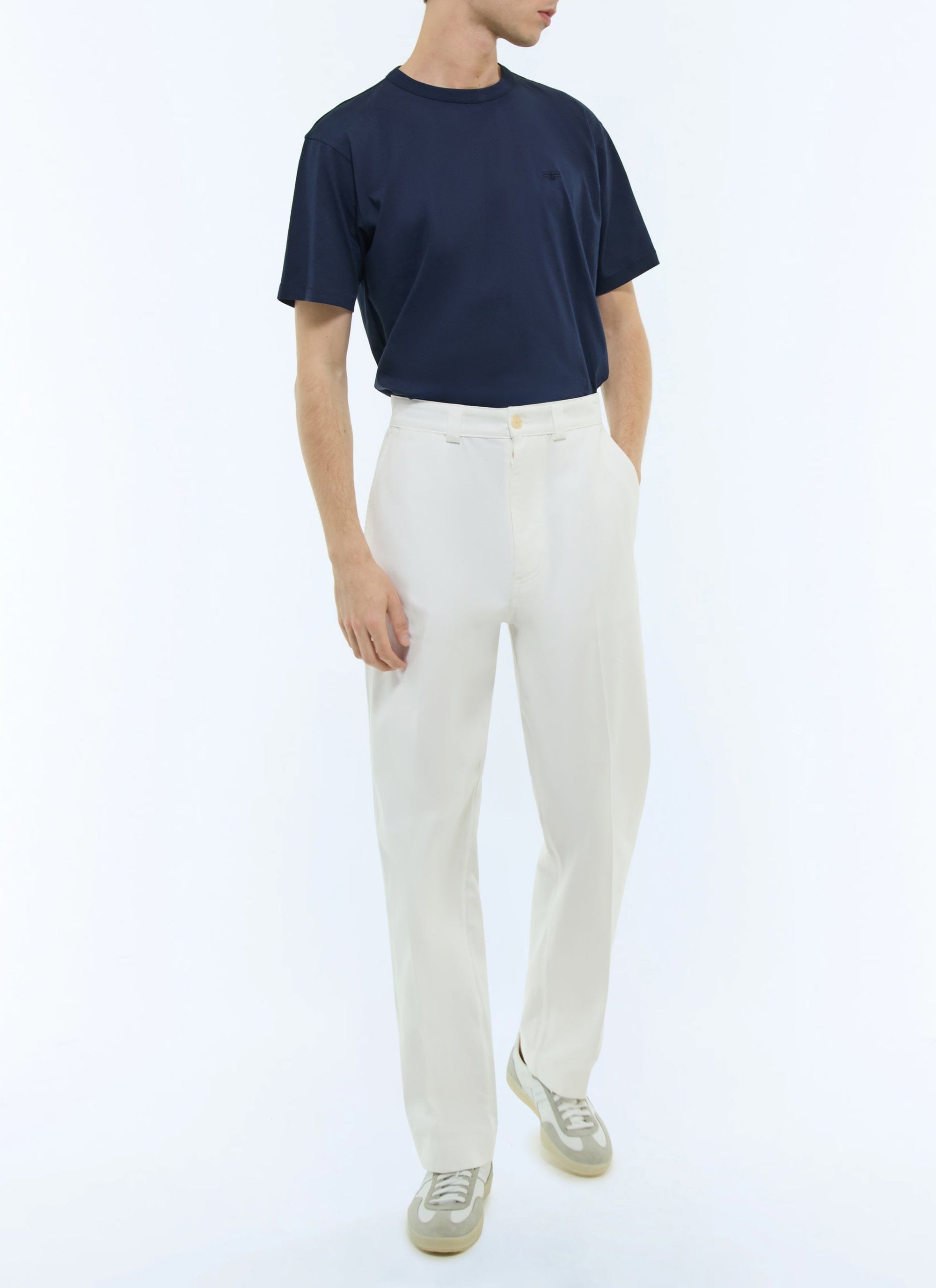 Straight-leg cotton twill chino trousers - White