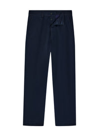 Pantalon chino droit en serge de coton - Bleu Marine