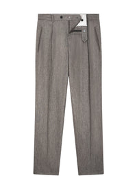 Pantalon droit en flanelle de laine - Taupe