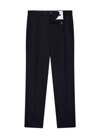 Straight-leg wool flannel trousers - Navy blue