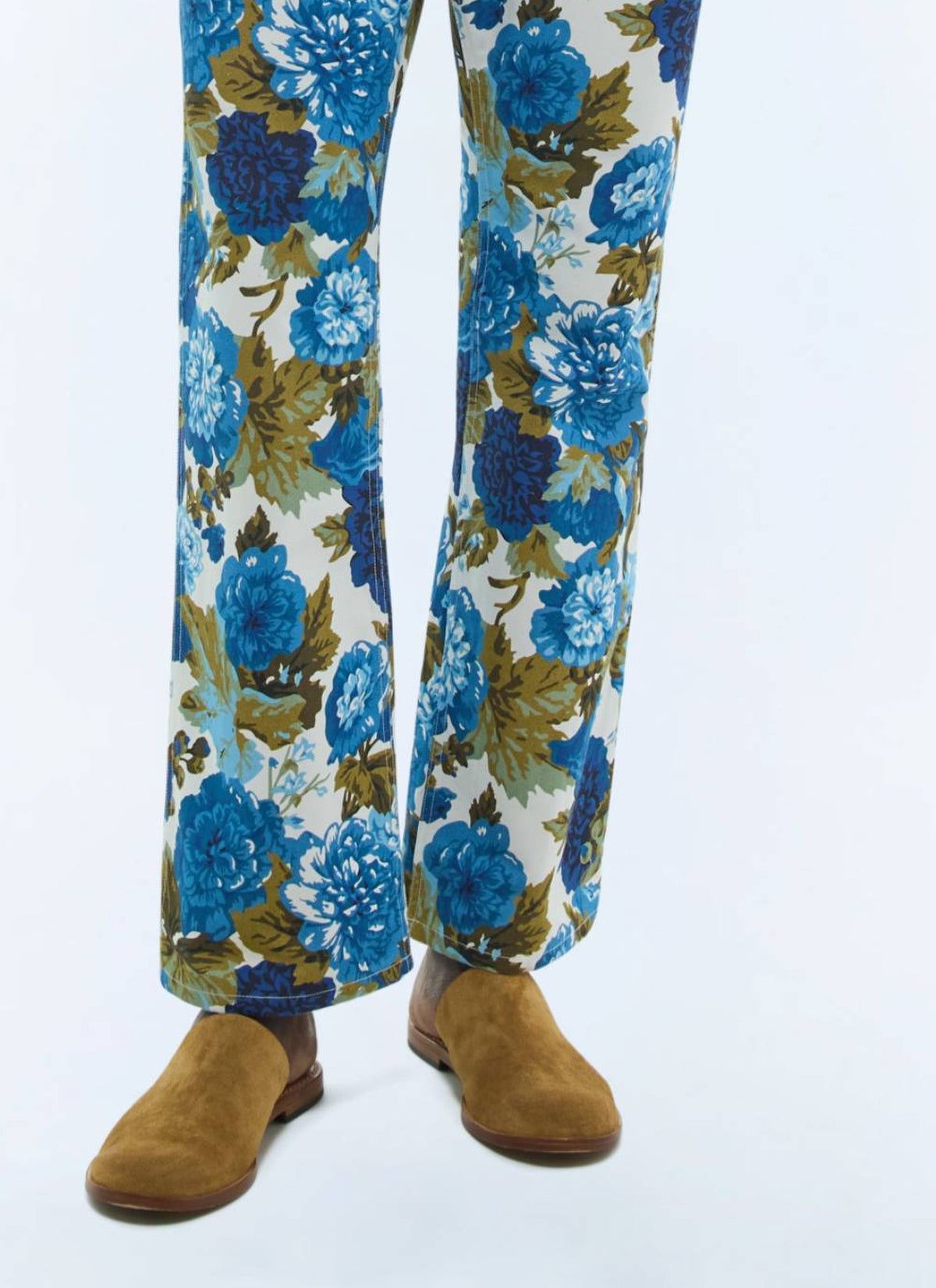 5-pocket trousers in cotton twill - Dark floral print