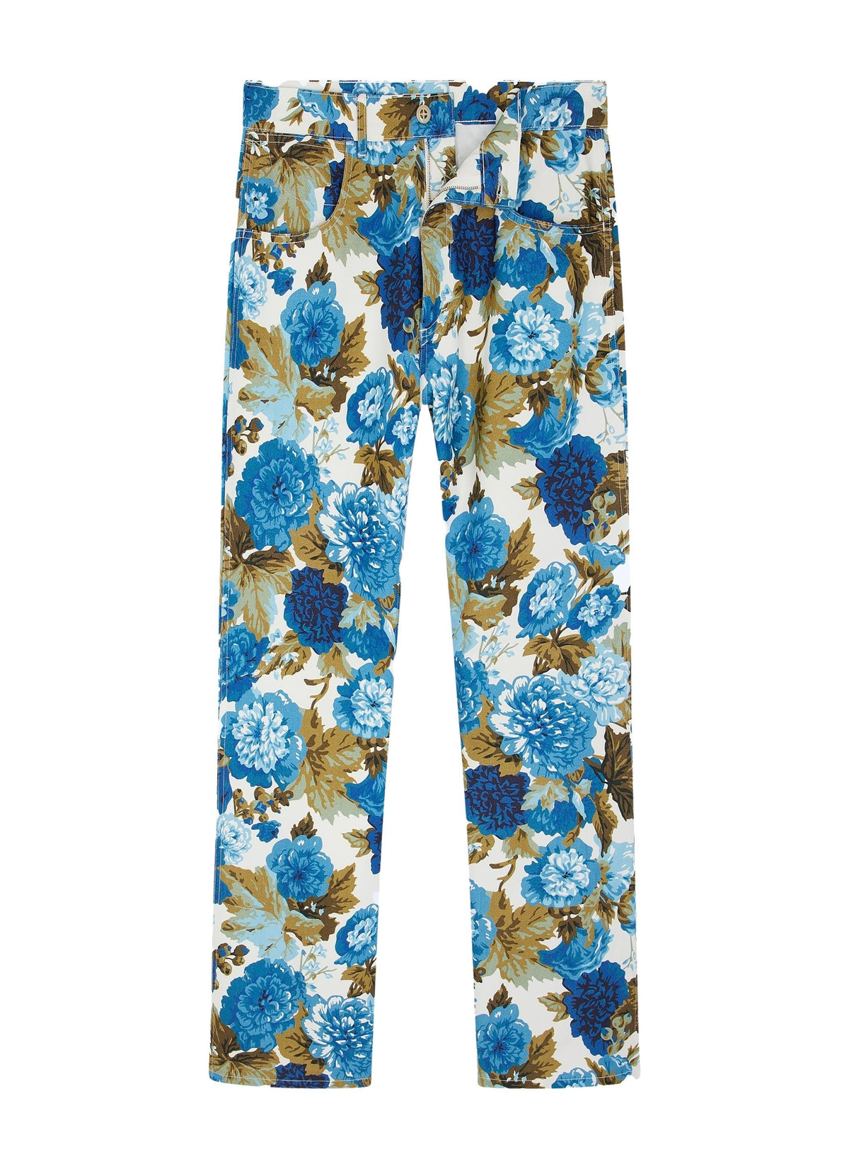 5-pocket trousers in cotton twill - Dark floral print