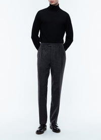 Straight-leg trousers in mottled wool - Anthracite