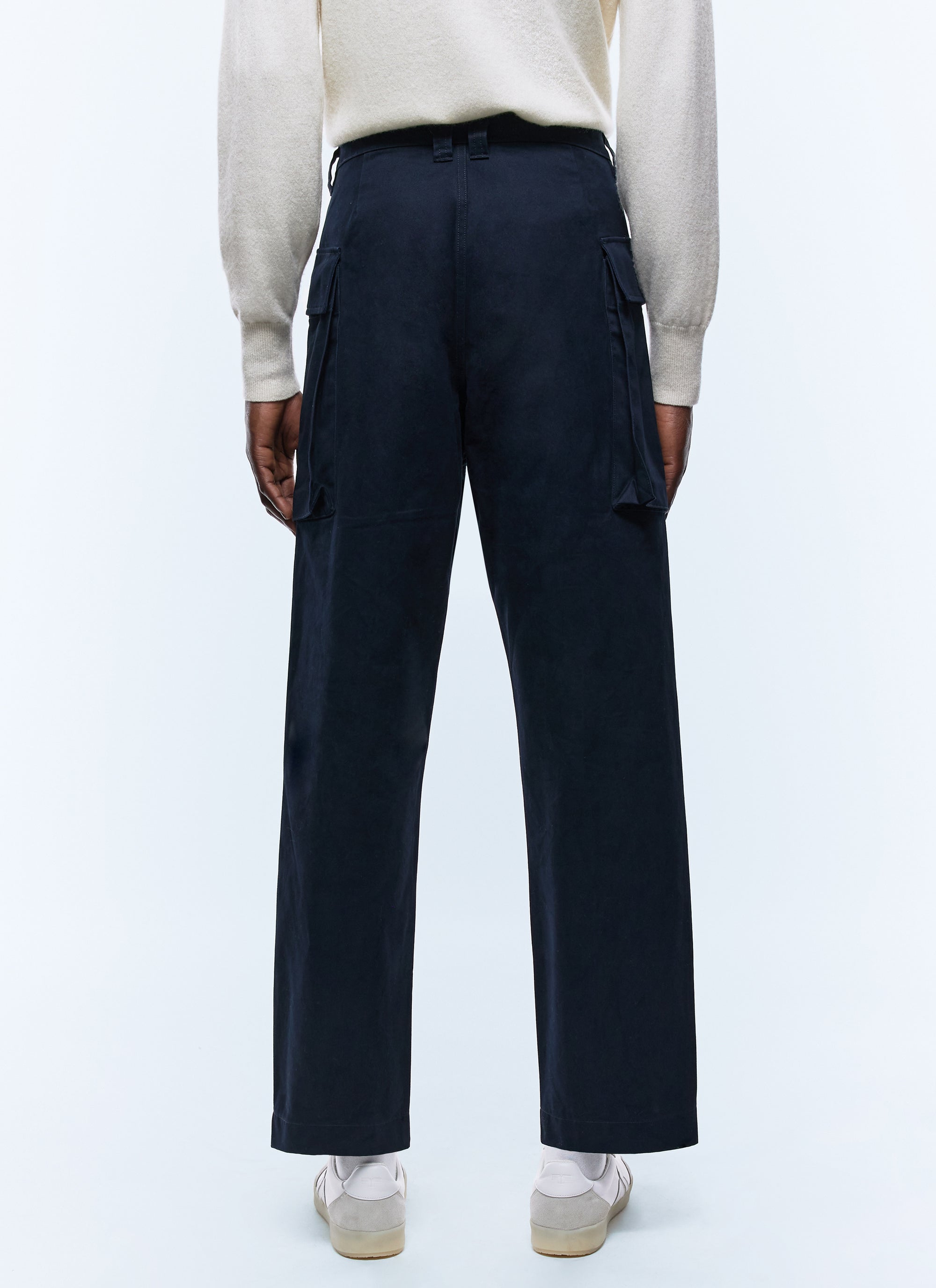 Straight leg cargo trousers in cotton twill - Navy Blue