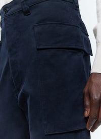 Straight leg cargo trousers in cotton twill - Navy Blue
