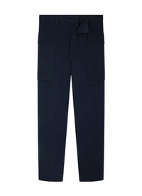 Straight leg cargo trousers in cotton twill - Navy Blue
