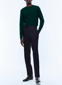 Fitted trousers in wool twill - Navy