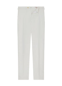 Fitted herringbone linen trousers - White