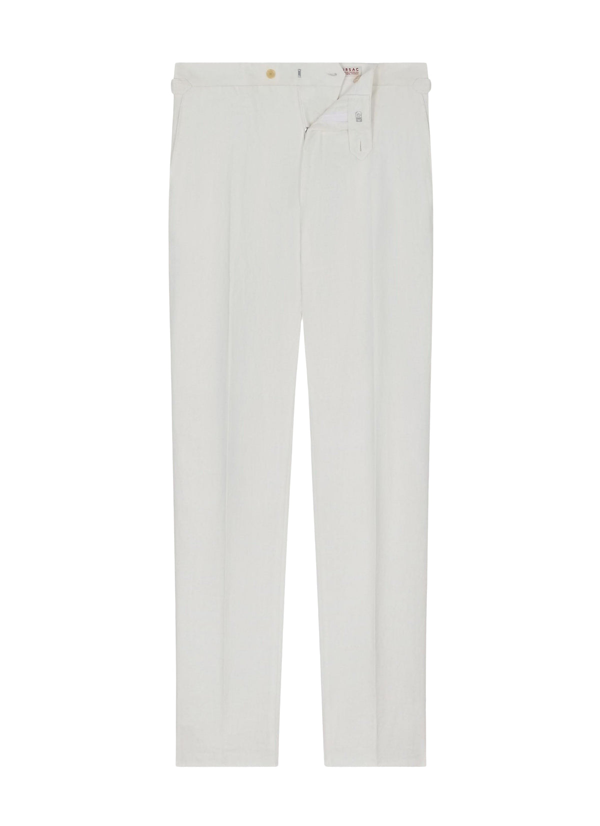 Fitted herringbone linen trousers - White