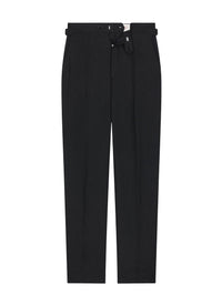 Fitted linen trousers - Black