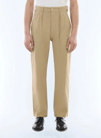 Cotton twill cargo trousers - Beige